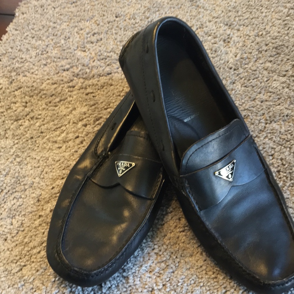 Prada men's black loafers